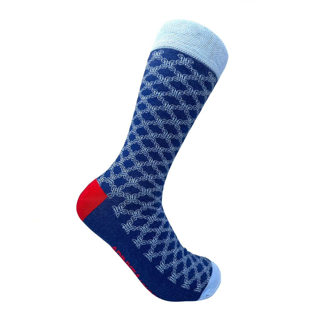 ADINKRA LONDON Mpatapo Combed Cotton Socks (Sky Blue on Blue)